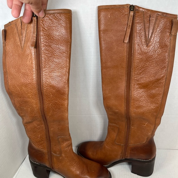 FRANCO SARTO Womens Brown Goring Padded Gamble Round Toe Block Heel Leather Booties M